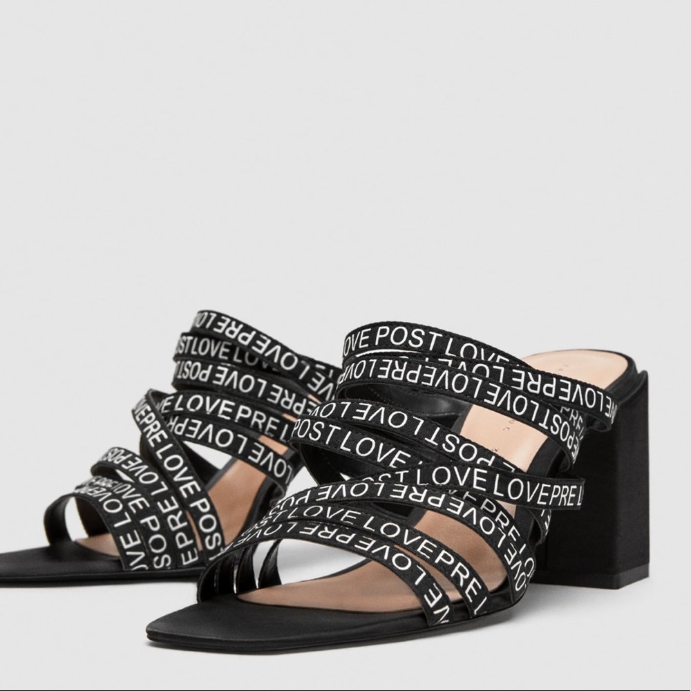 Zara Strappy Slogan Heels